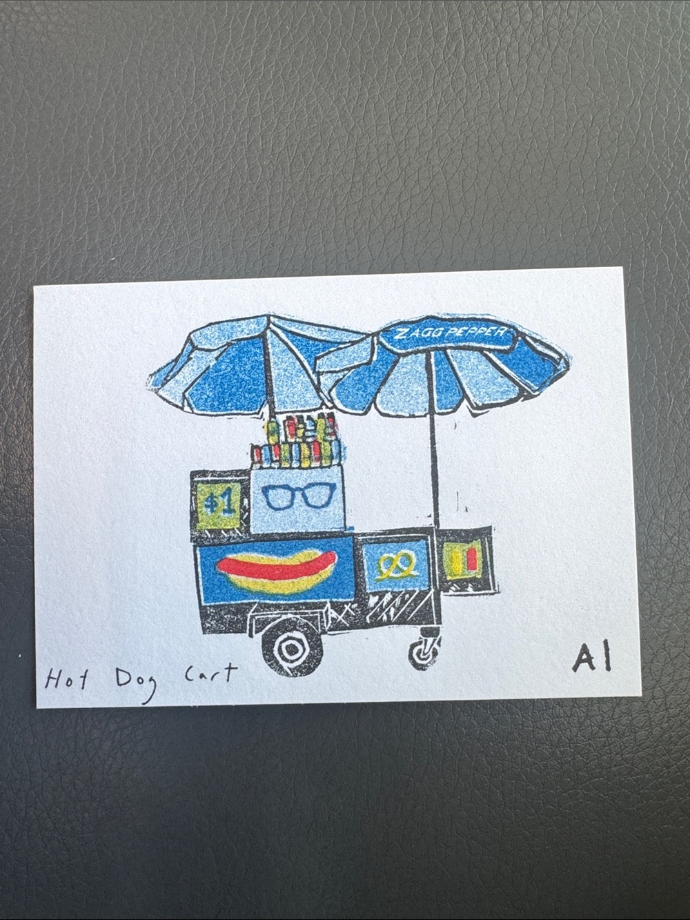 Inciardi - Blue Hot Dog Cart - Mini Print